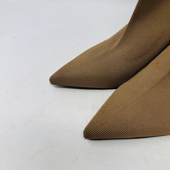 ZARA Knit Sock Ankle Boots Brown Block Heel Pointed Toe Size 41 EU / 10 US - Picture 2 of 12